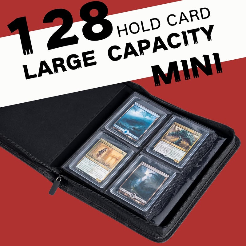 KUOOKING Toploader Binder, Holds 128+ Toploaders, 4 Pocket Top Loader Card Storage Case, Double-Sided Pockets for trading card in 3 x 4'' Toploaders（Red） - Image 2